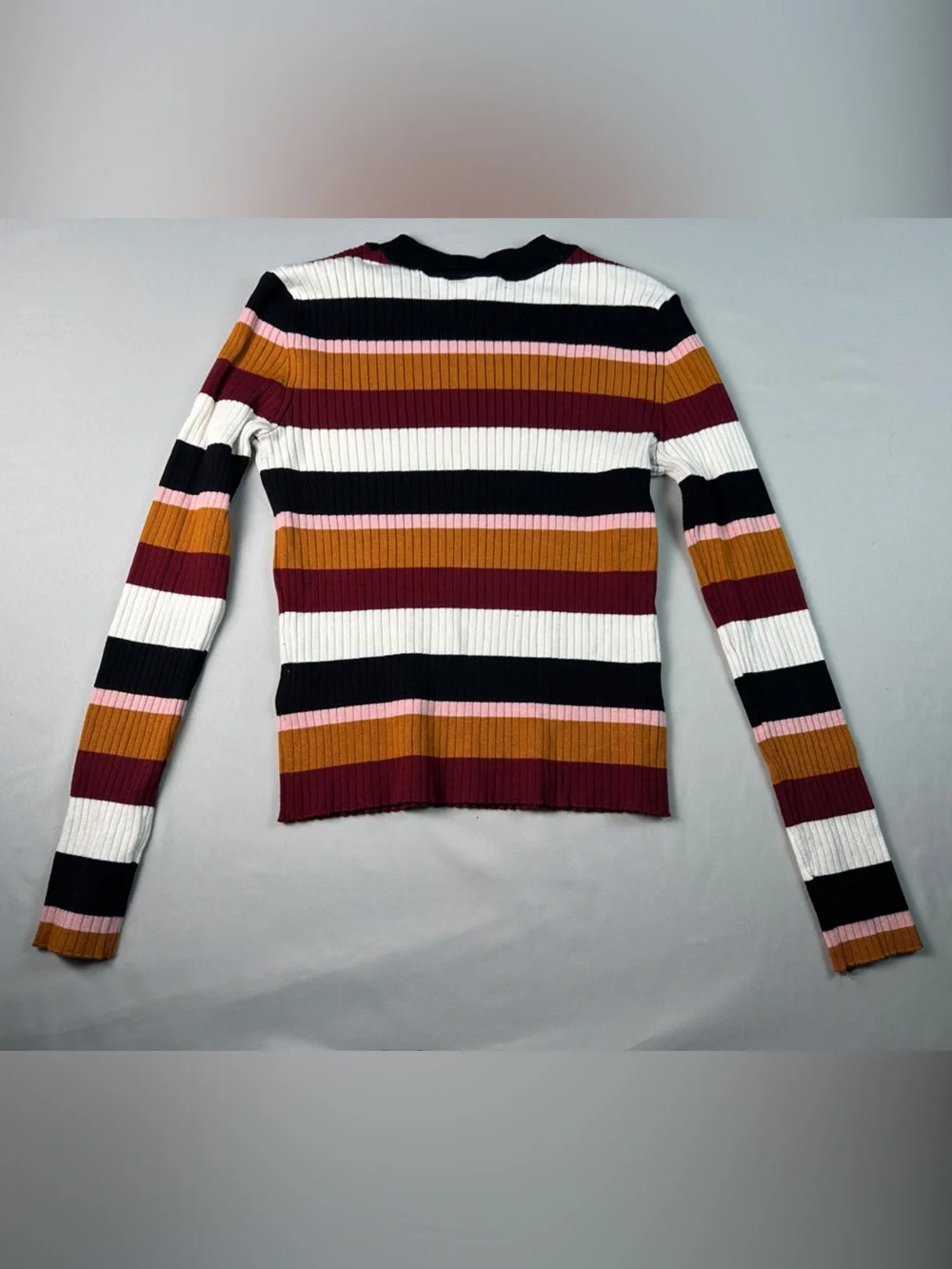 Women’s Striped Ribbed Sweater Long Sleeve Crewneck